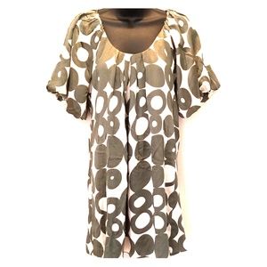 Anthro Poleci Silk Green Dot Dress